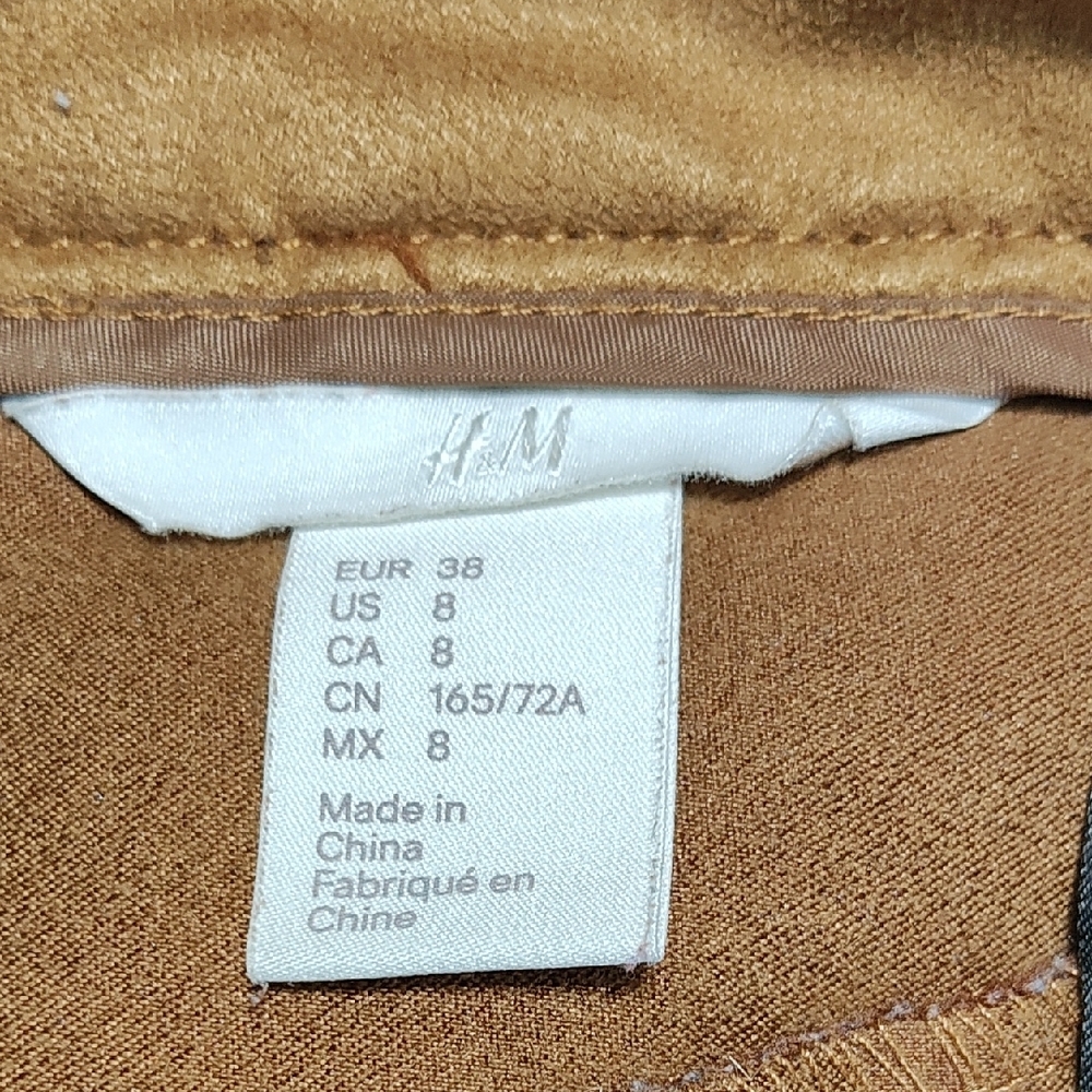 H&M faux suede carmel skirt mini size 8 - Picture 3 of 5
